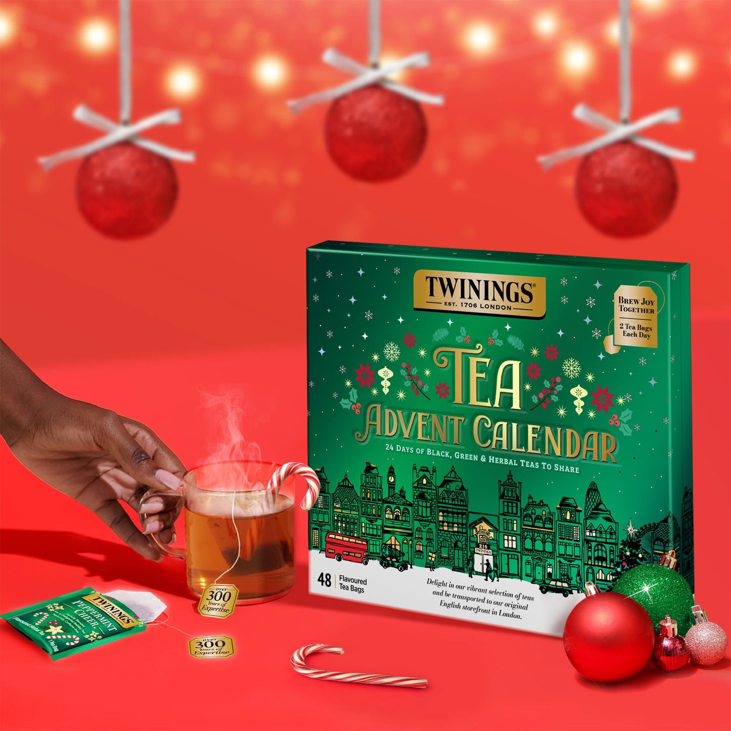 NEW Twinings Tea Advent Calendar Gift Set, 24-Day Holiday Sampler with Black, Green & Herbal Teas, Christmas Countdown Box for Tea Lovers, Brew Joy