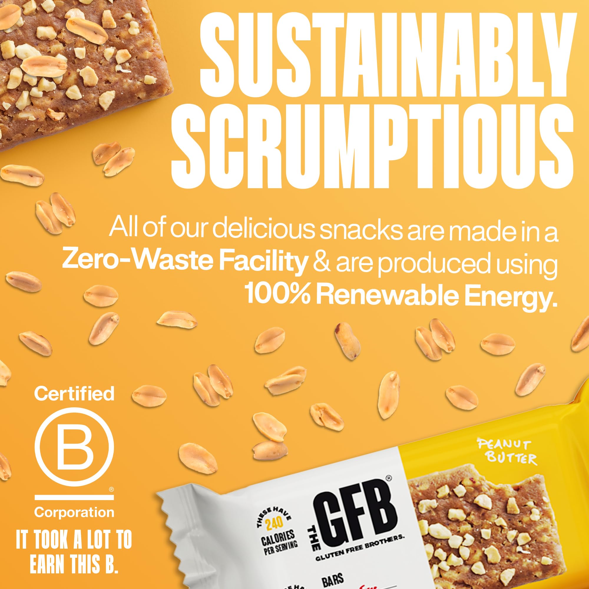 The GFB Peanut Butter Protein Bars - Gluten Free, Plant Based, Non GMO, Sustainably Made - Ridiculously Tasty, Healthy, Vegan, Nutrition Snack Protein