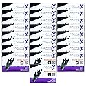 Lightning X Products Black Nitrile Glove Pairs, Individually Packed, 100 Gloves, 50 Pairs, 25 Carded Packs of 2 Pairs - Large