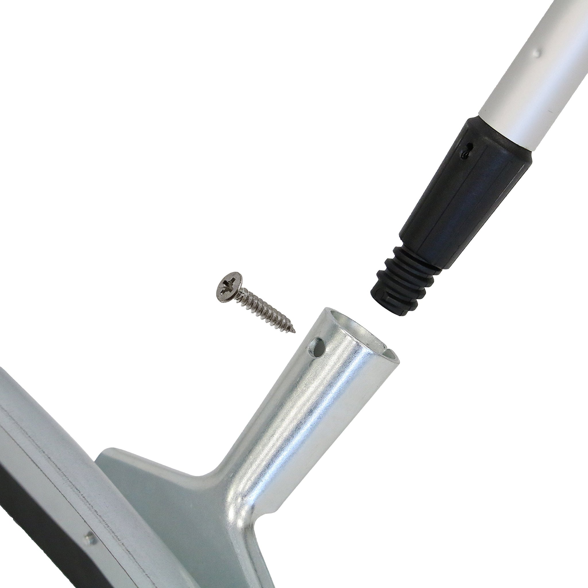 Unger Professional AquaDozer Max Kit, 36” Smooth Surface Curved Floor Squeegee and 48” Dual End Pole, Rubber Blade Scrubber and Broom for Concrete