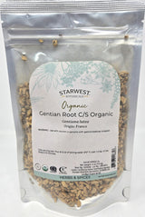 Starwest Botanicals Organic Gentian Root Dried - Natural Herb for Bitters, Tea, Herbal Blends, & Gourmet Dishes, Cut & Sifted, Non GMO - 4 oz Bag