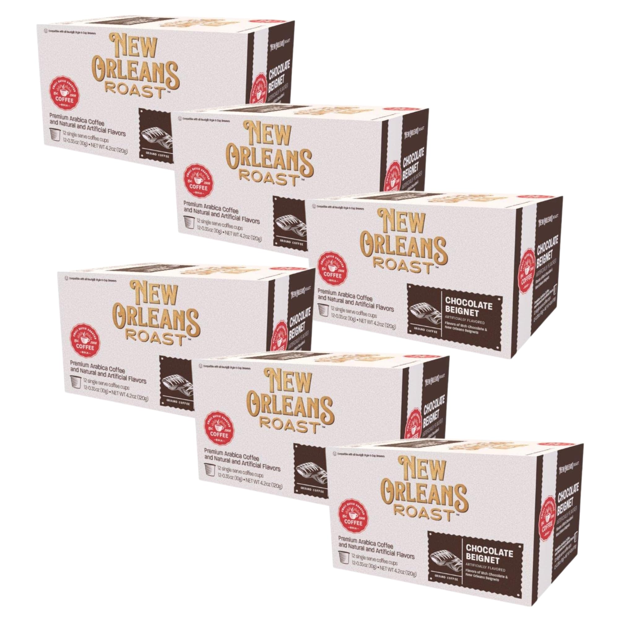 New Orleans Roast Chocolate Beignet Coffee Single Serve Cups - Pack of 6