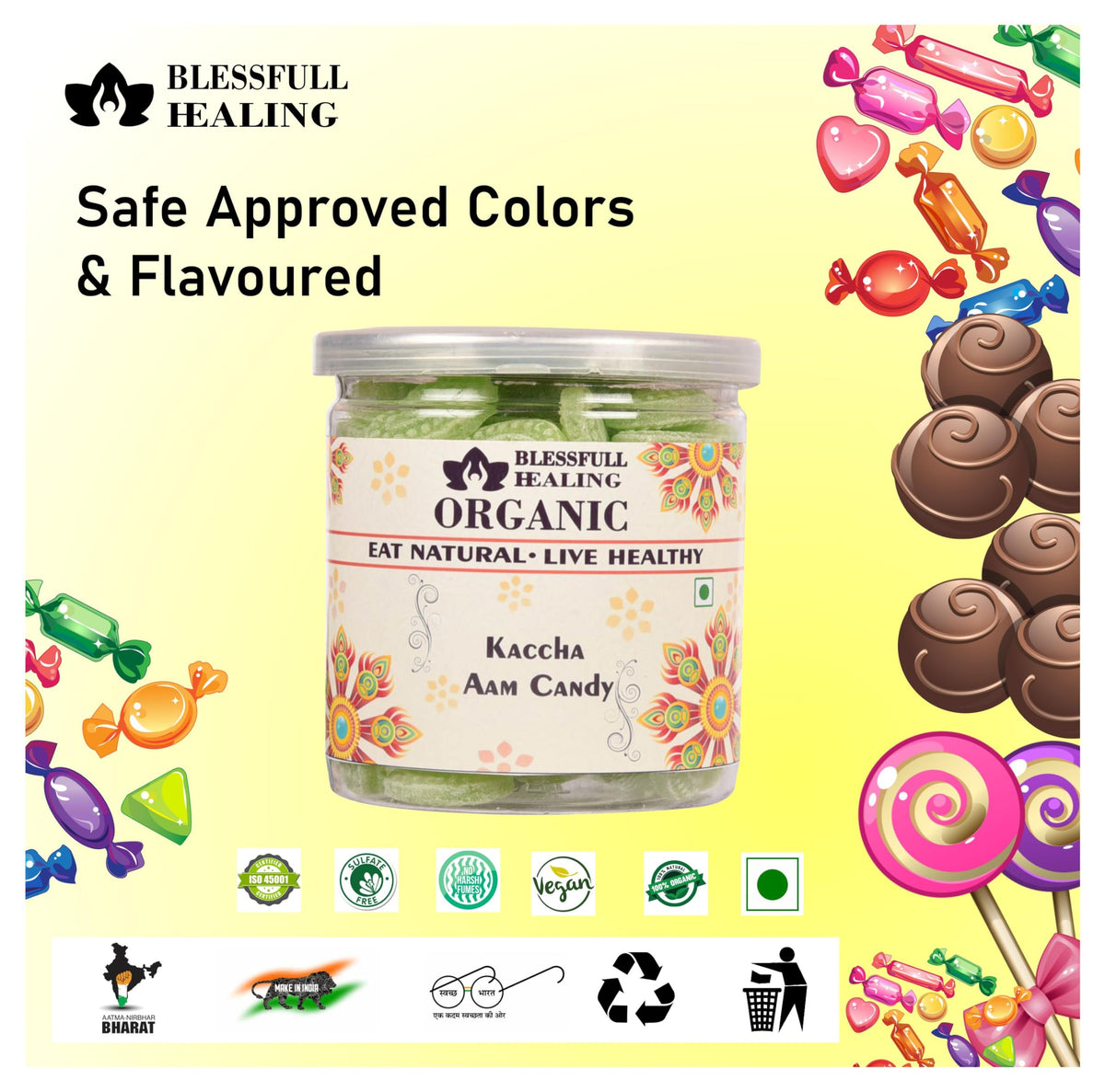 Blessfull Healing Organic Kaccha Aam Candy 400 Gram Airtight Container