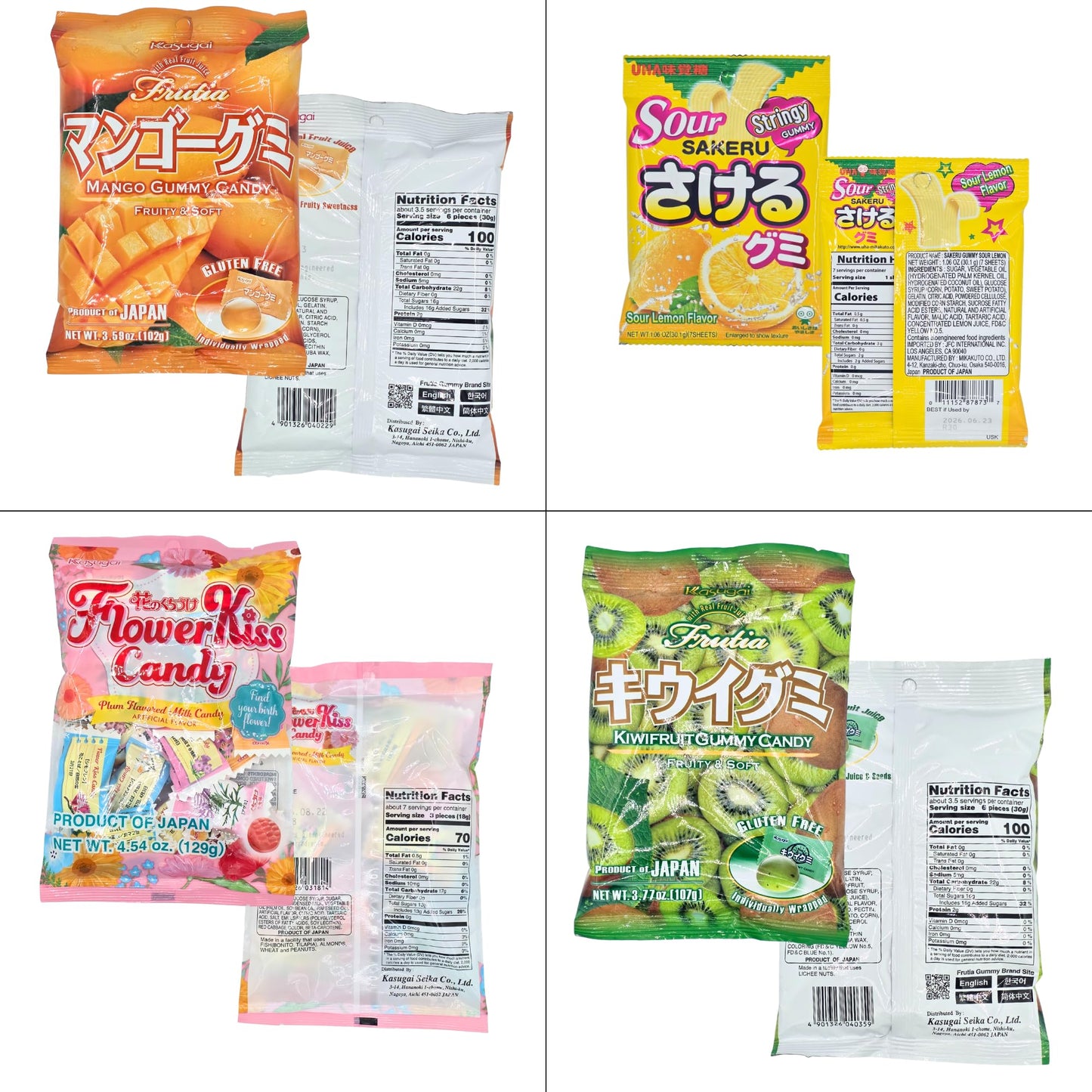 Asian Candy & Gummy Gift Box - 8 Full-Size Packs of Japanese Sweets - Assorted Fruit Gummies, Chocolate Marshmallows, Matcha Candy & Soda Chews