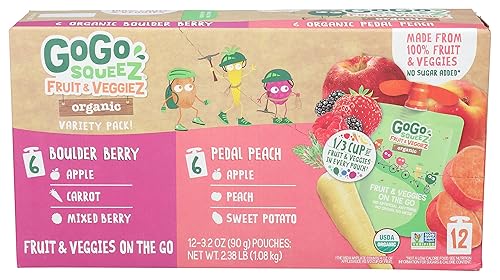 Gogo Squeez, Fruit And Veggies Blend Berry Boulder Pedal Peach, 38.4 Ounce