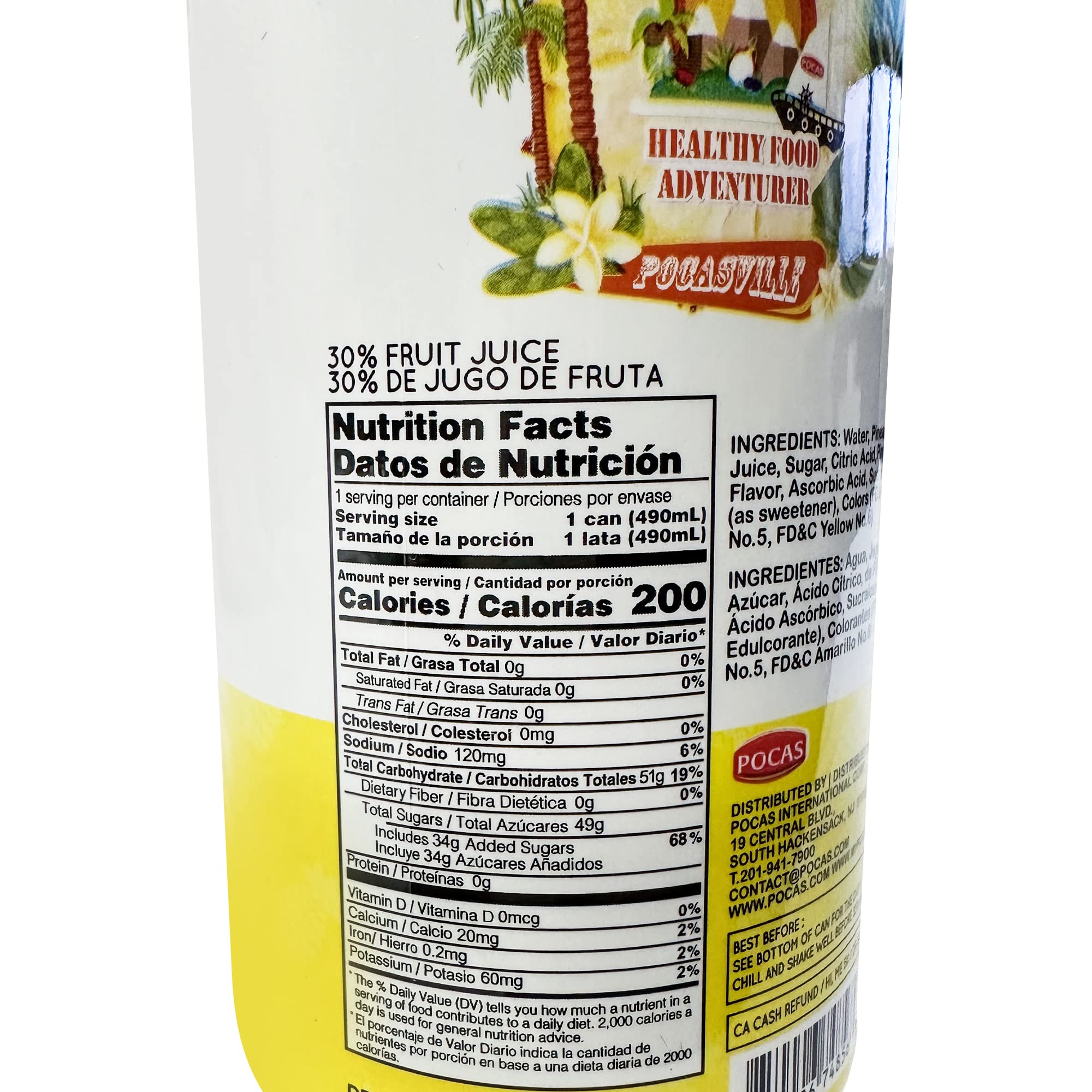 Pocasville Fruit Juices, Squeezed not form Concentrate, 16.5 Fluid Ounce Can (Pineapple, 12)