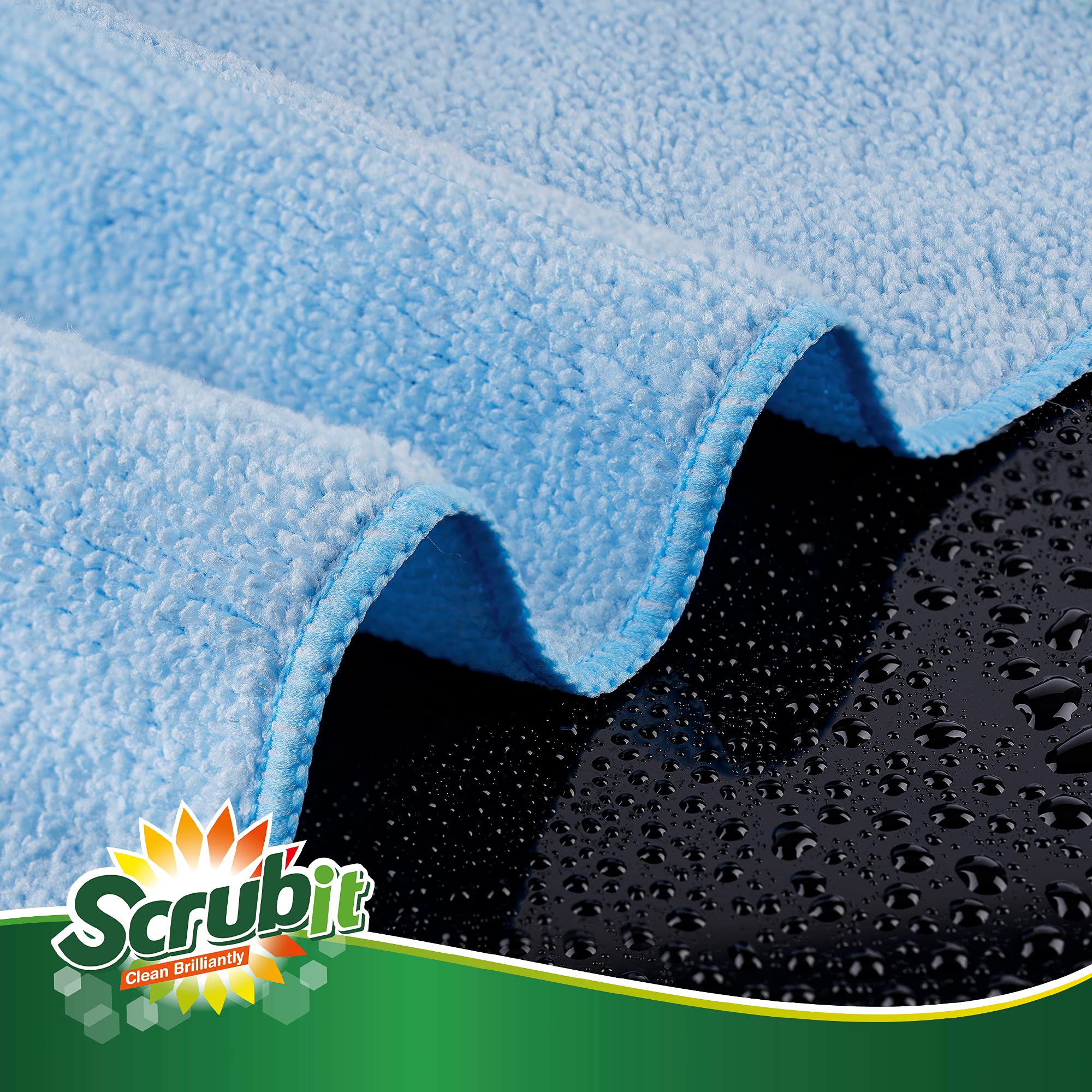 SCRUBIT Microfiber Cleaning Cloth - 8PK- Super Soft Cloths for Kitchen, Car, Windows - 12x14 in. Lint Free Towels