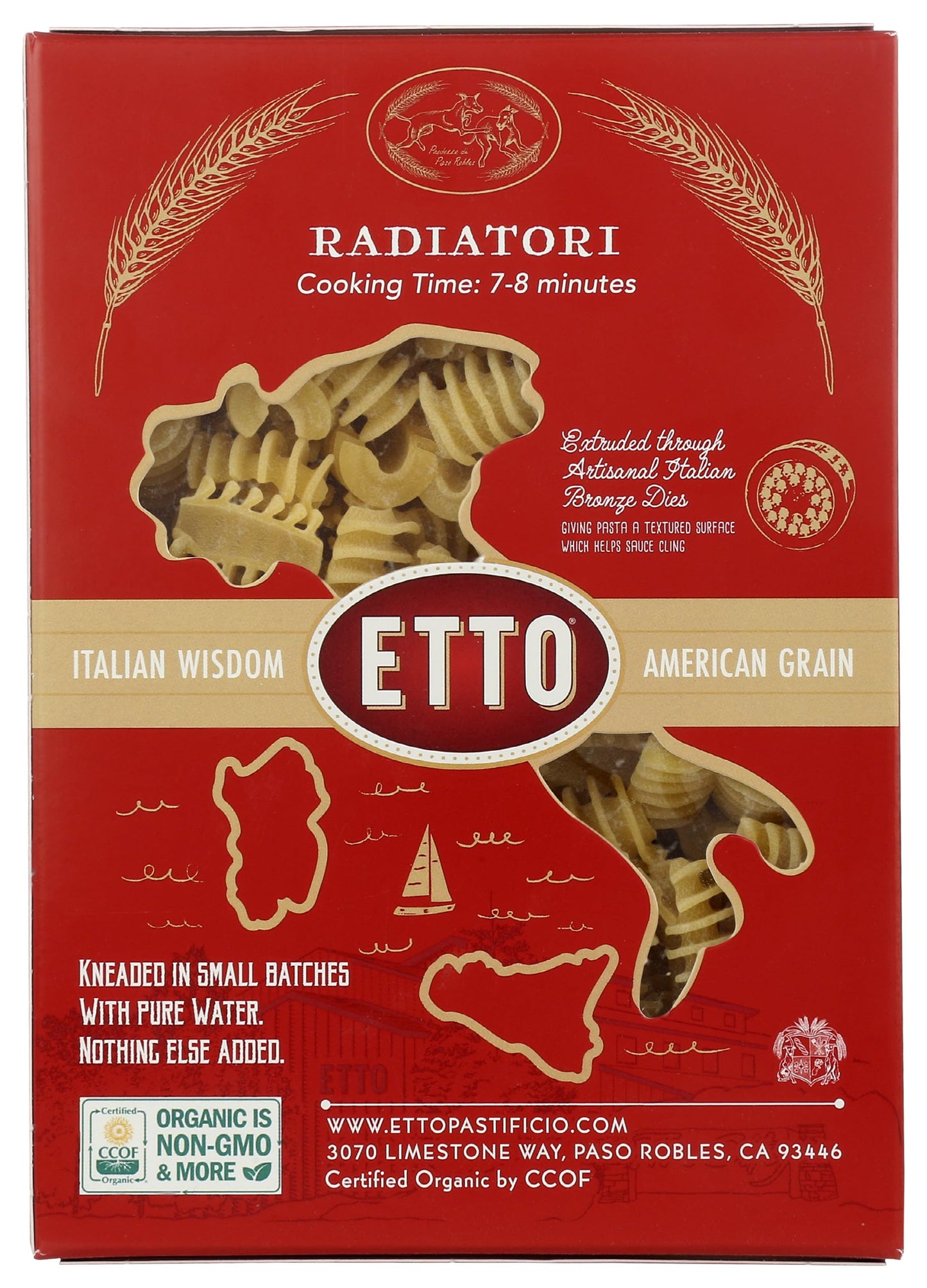 Etto, Pasta Radiatori Organic, 16 Ounce