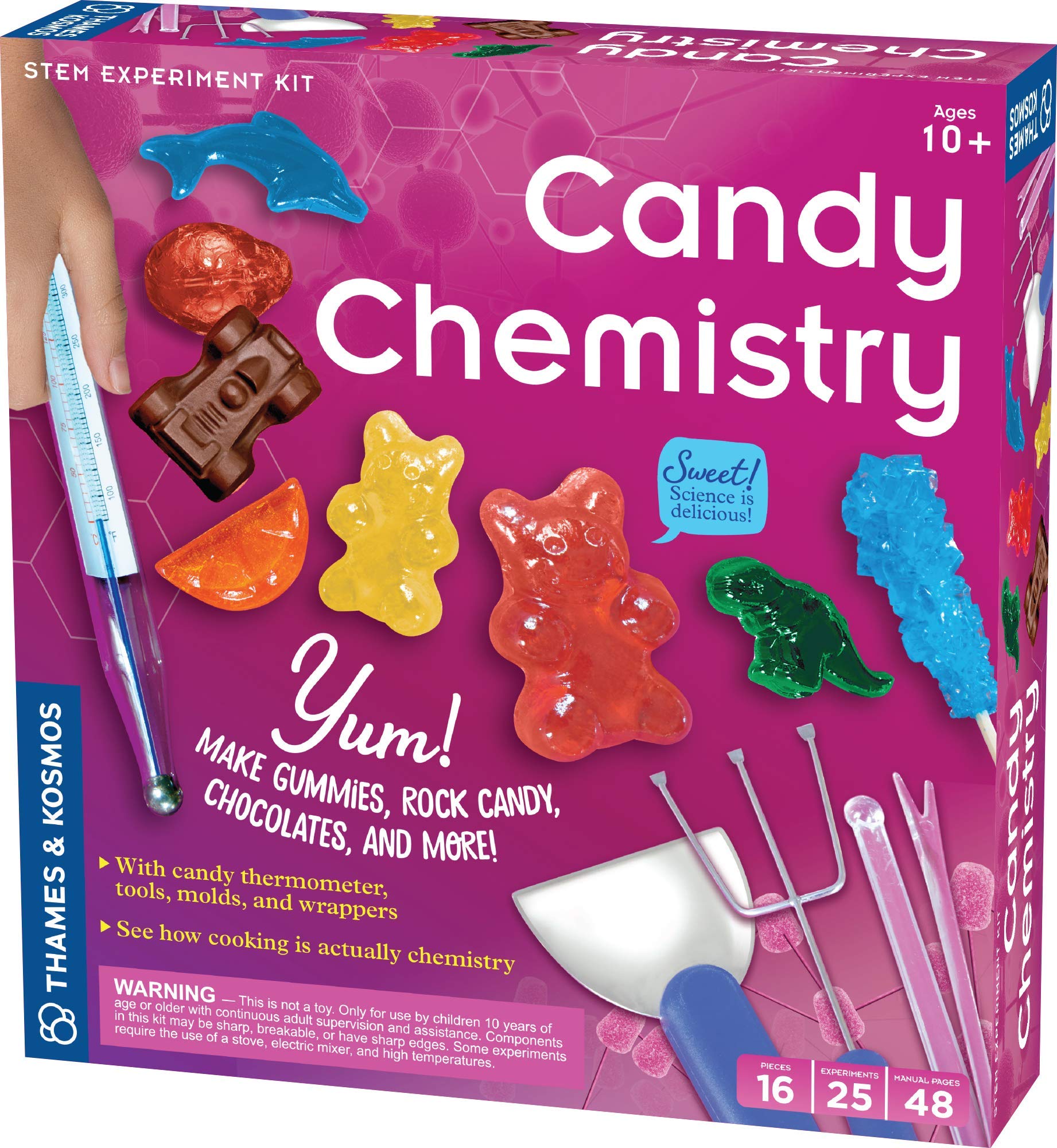 Thames & Kosmos Candy Chemistry | Science Kit | Rock Candy, Chocolates, Gummy Bears, Wintergreen Candies | 48 Page Full-Color Manual | Ages 10+ |