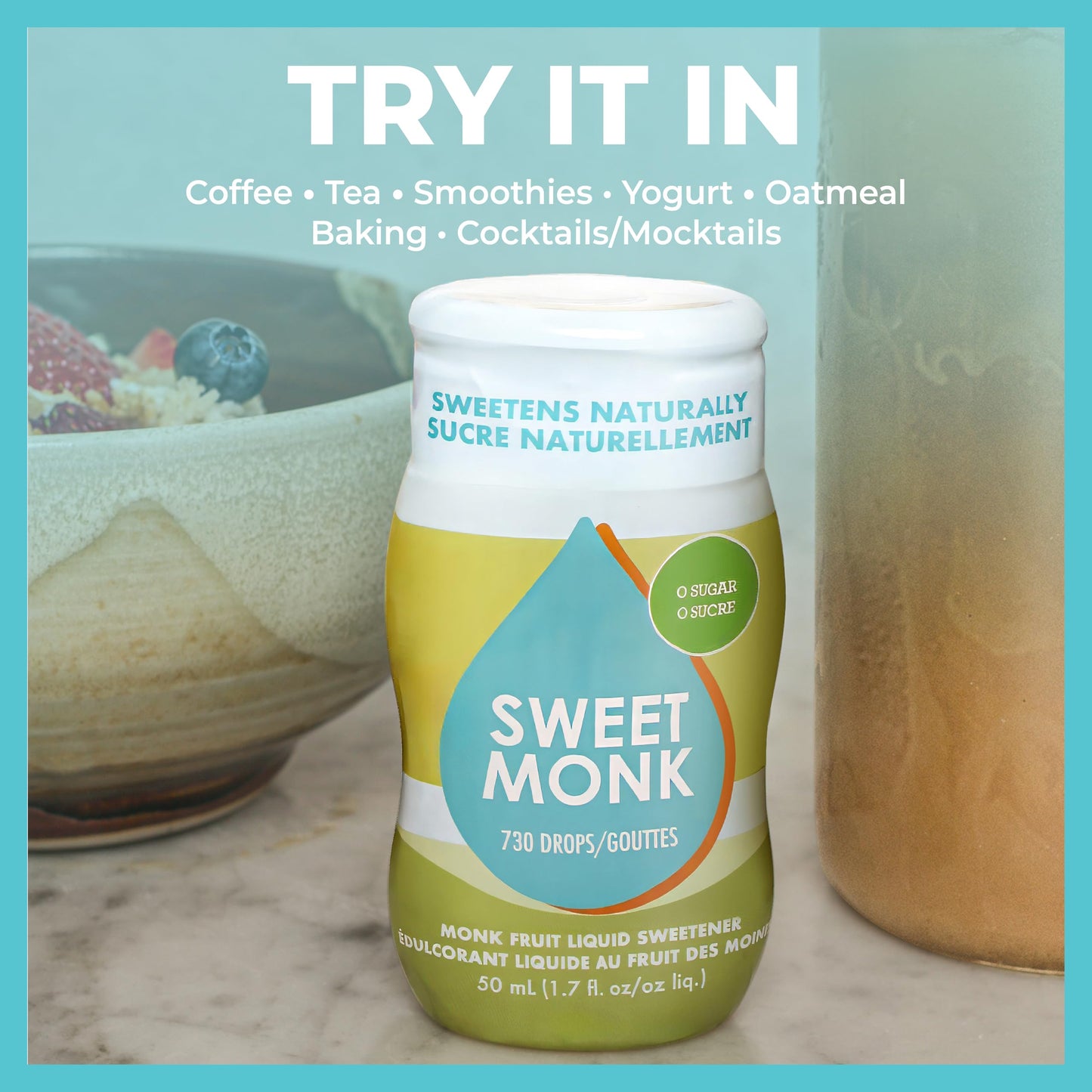 SweetMonk - 100% Pure Original Monk Fruit Sweetener Liquid Sugar Substitute - 50ml | No Water Added MonkFruit Extract | 0 Calorie Keto Friendly