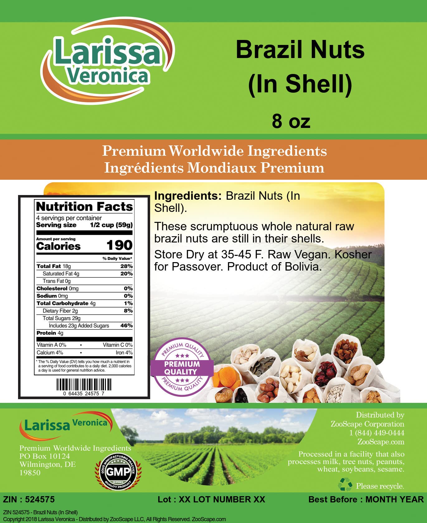 Brazil Nuts (In Shell) (8 oz, ZIN: 524575)