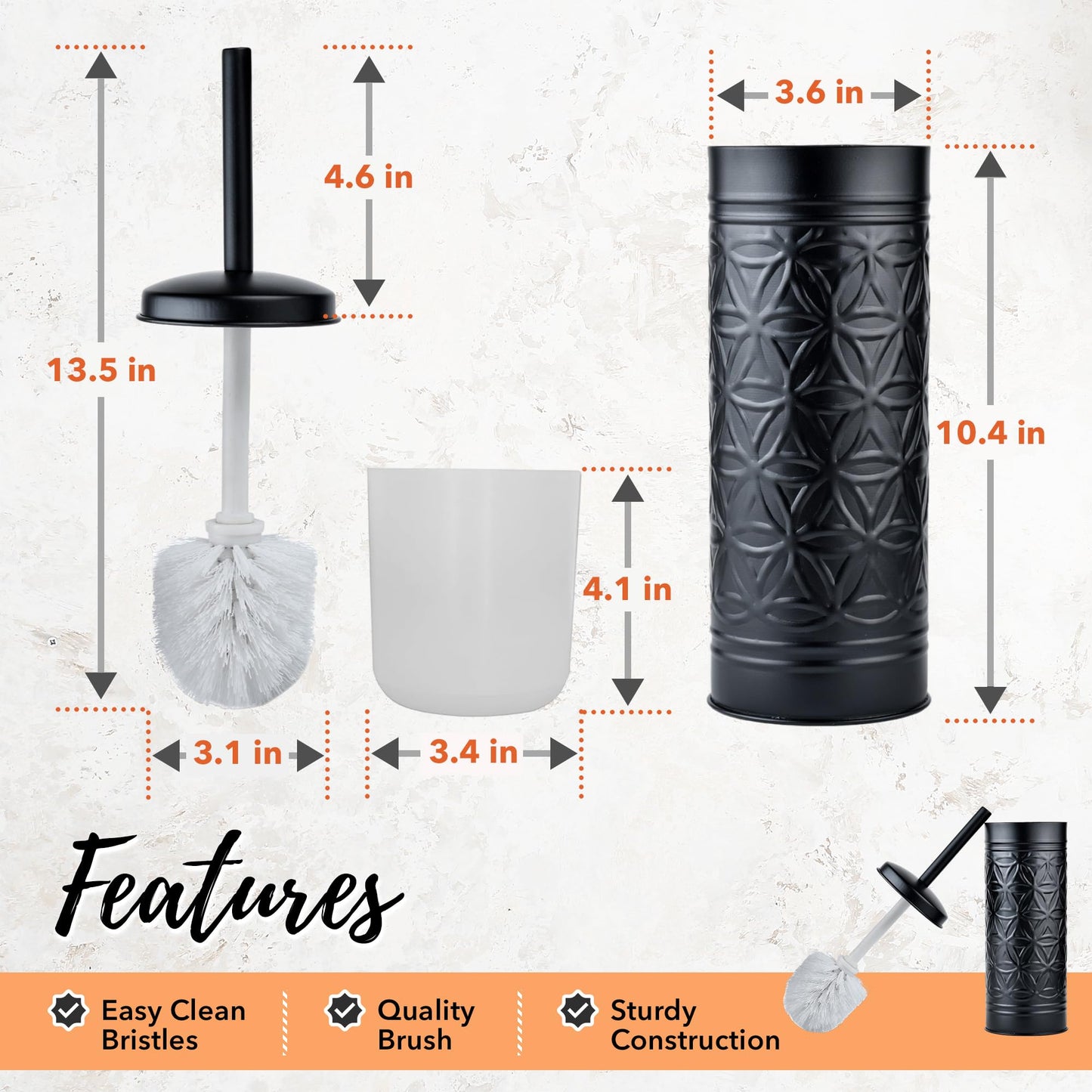 Autumn Alley Black Toilet Bowl Brush and Holder, Matte Black Bathroom Toilet Brush for Modern Farmhouse Bathroom Accessories Decor, Standing Bowl