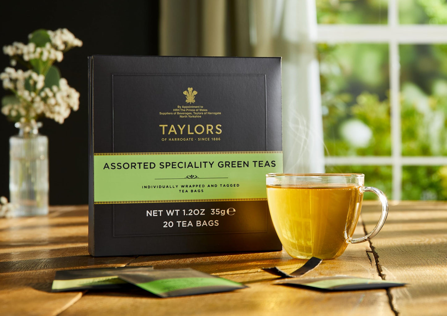 Taylors of Harrogate Assorted Specialty Green Teas Sampler, Variety Gift Box, Individually Wrapped Bags, 20 Count (Pack of 1), Jasmine, Mint, Lemon