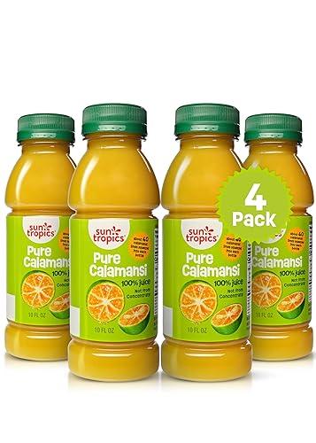 Sun Tropics Pure Calamansi 100% Juice - 4 Pack, 10 Oz Each | 100% Pure, Not From Concentrate | Refreshing Citrus Juice for Drinks, Cocktails, Cooking