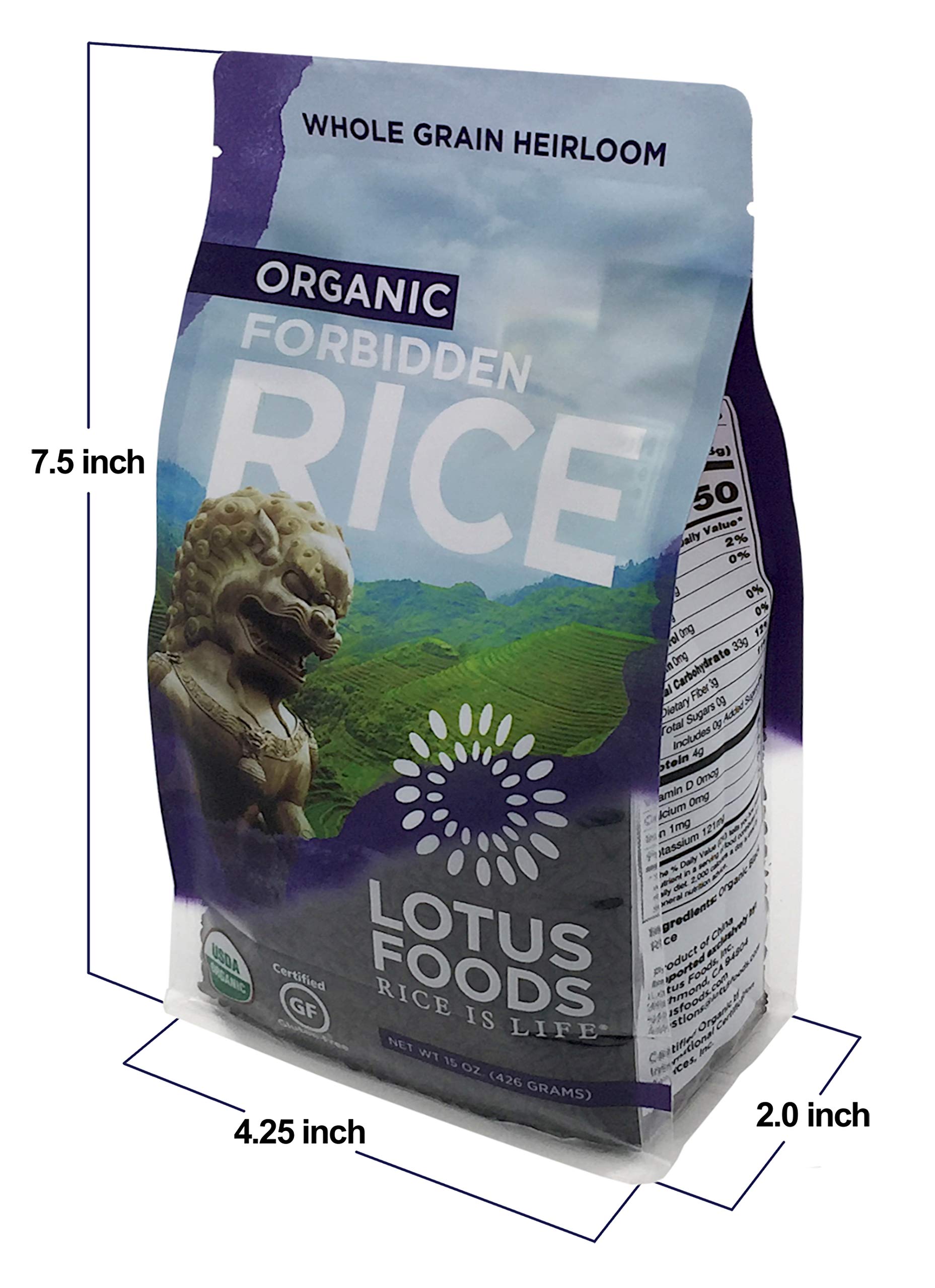 Lotus Foods Organic Forbidden Rice, 15-Ounce Bags (Pack of 12)