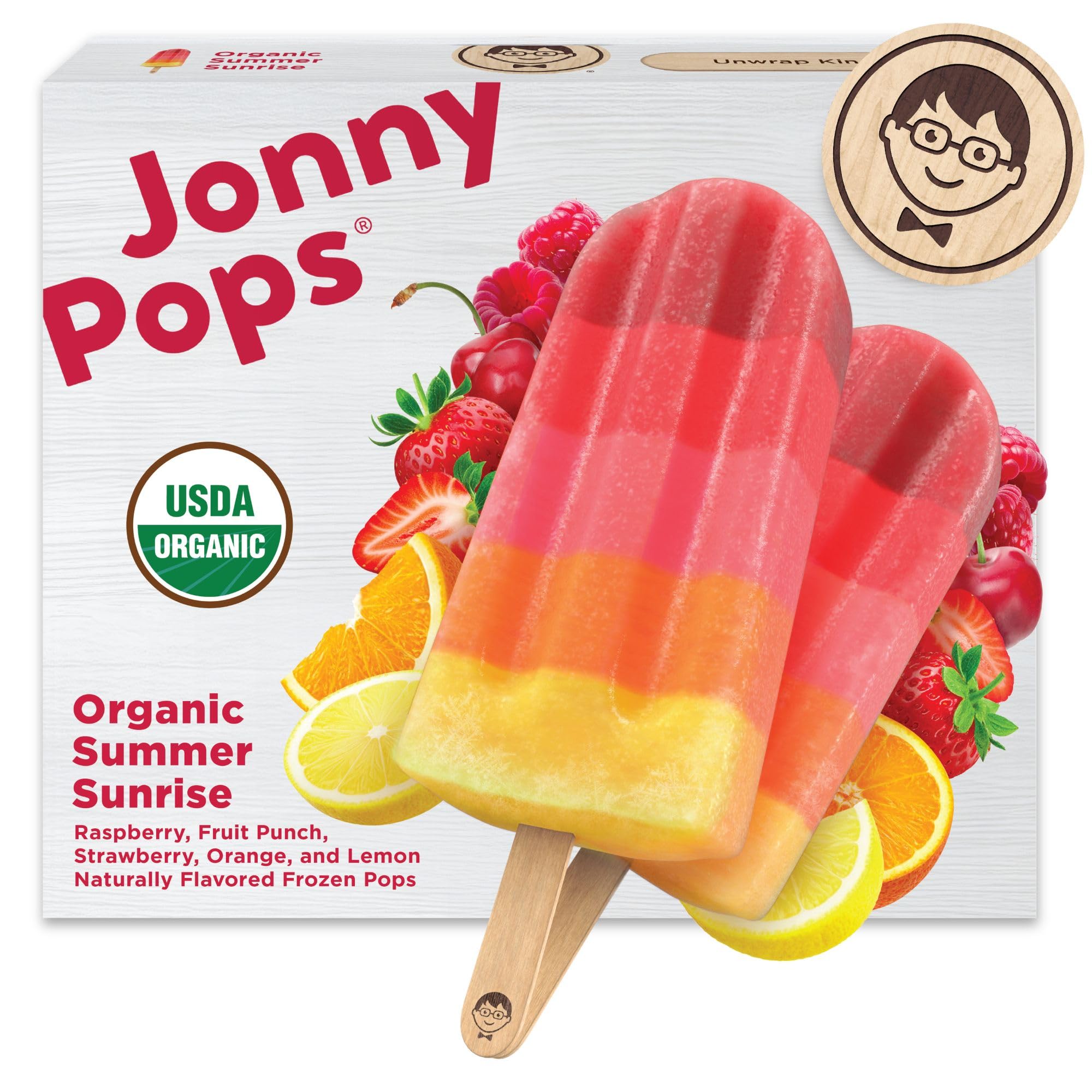 JonnyPops Organic Summer Sunrise Frozen Pops 8ct