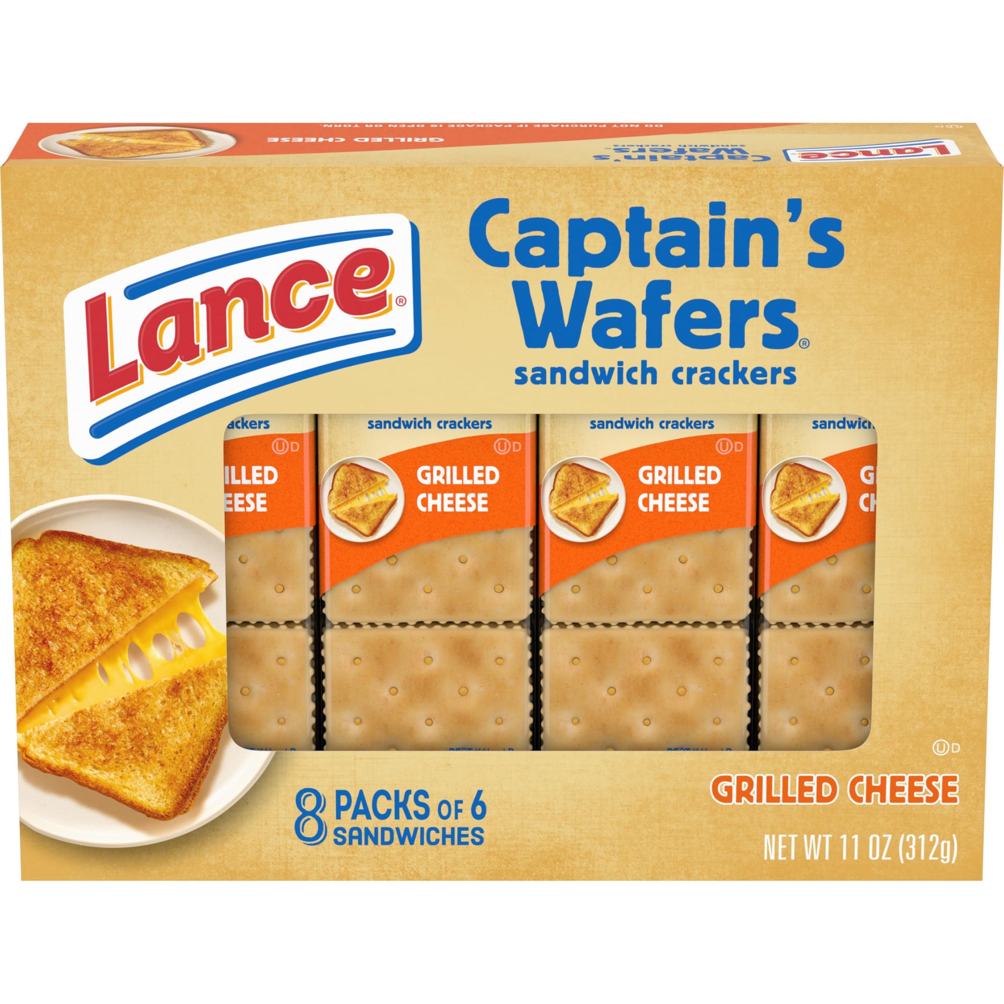 Lance Sandwich Crackers, Captain's Grilled Cheese Wafers, 8 Ct Box