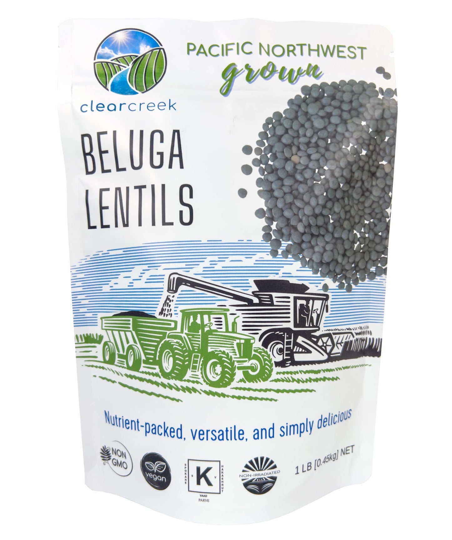 CLEAR CREEK Black Lentils | Caviar or Beluga Lentils | 1 lbs | Non-GMO | Kosher | Vegan | Non-Irradiated