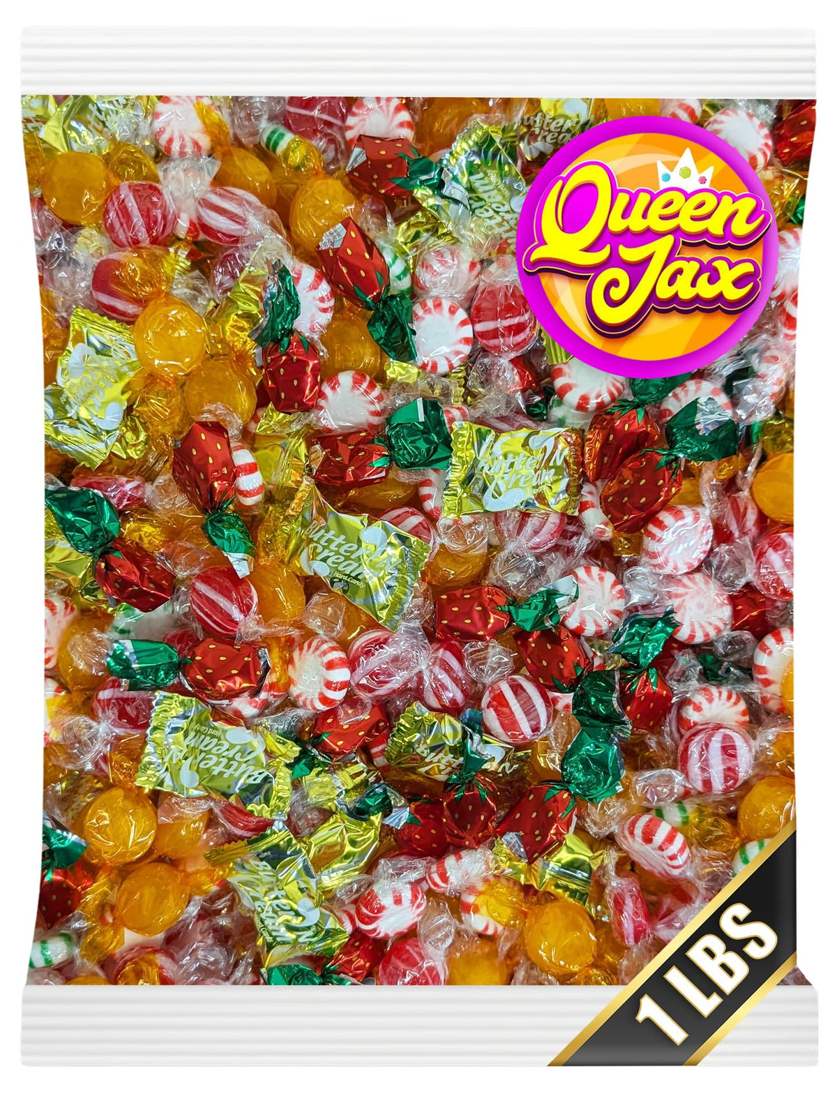 Bulk Hard Candy Individually Wrapped - 1 lb Hard Candy Mix, Perfect for Parties, Holidays, and Candy Bowls - Peppermint Candy, Butterscotch Candy