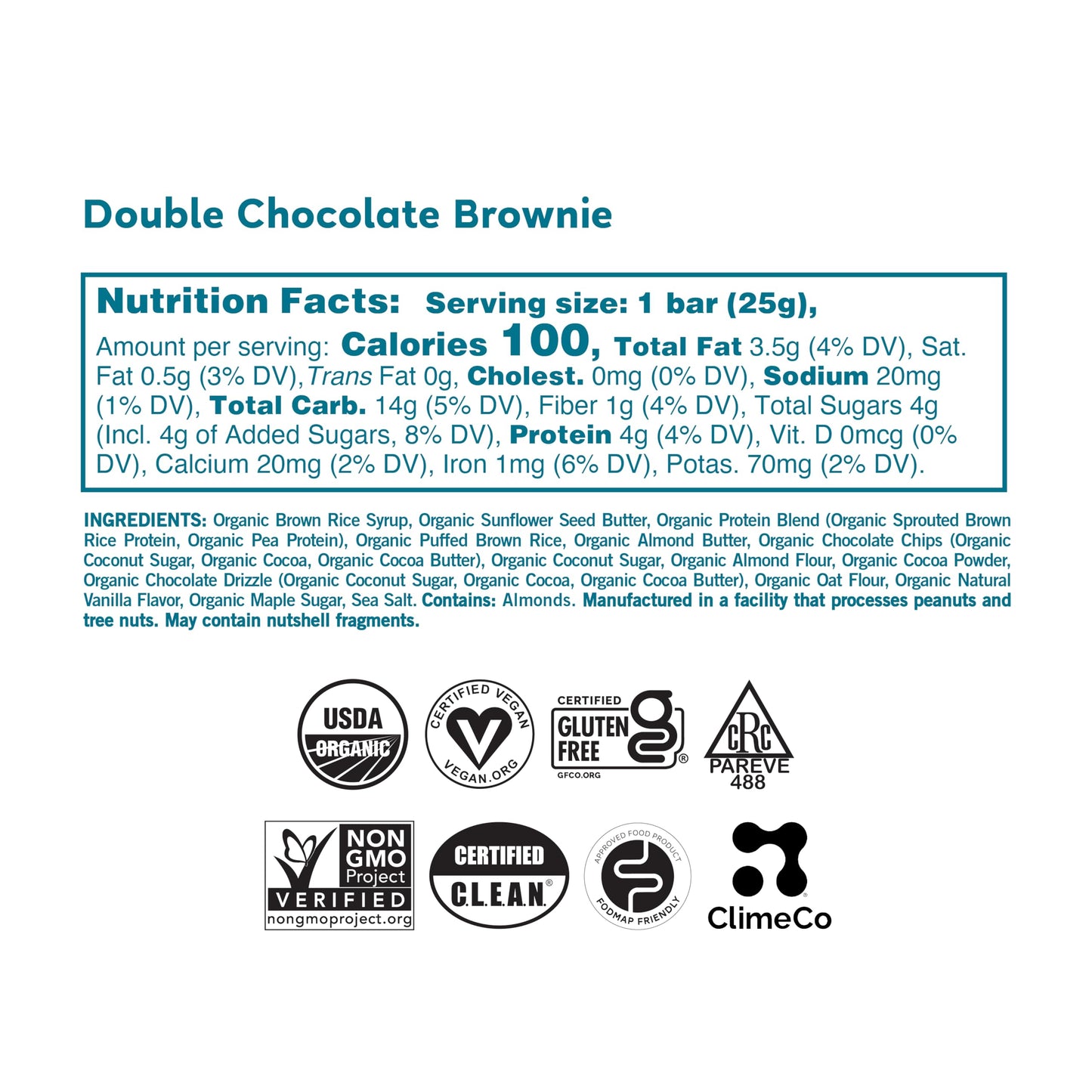 Gomacro, Organic Bar Kids Double Chocolate Brownie 7 Count, 6.3 Ounce
