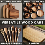 Rhino Wax Cutting Board Cleaning Kit - Includes Cutting Board Foaming Soap, Scrub Brush, Microfiber Cloth - Castile-Based Natural Cleaner - Easy Foam