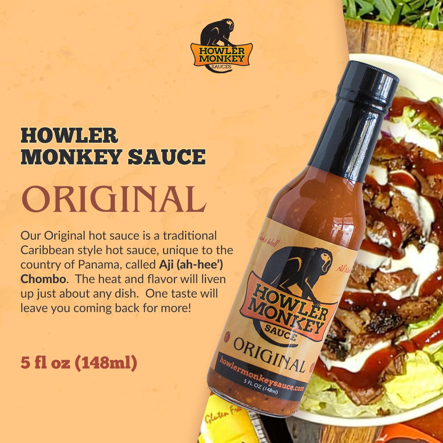 Howler Monkey Sauce - Original Panamanian Hot Sauce - 5 Fl Oz (Pack of 1)