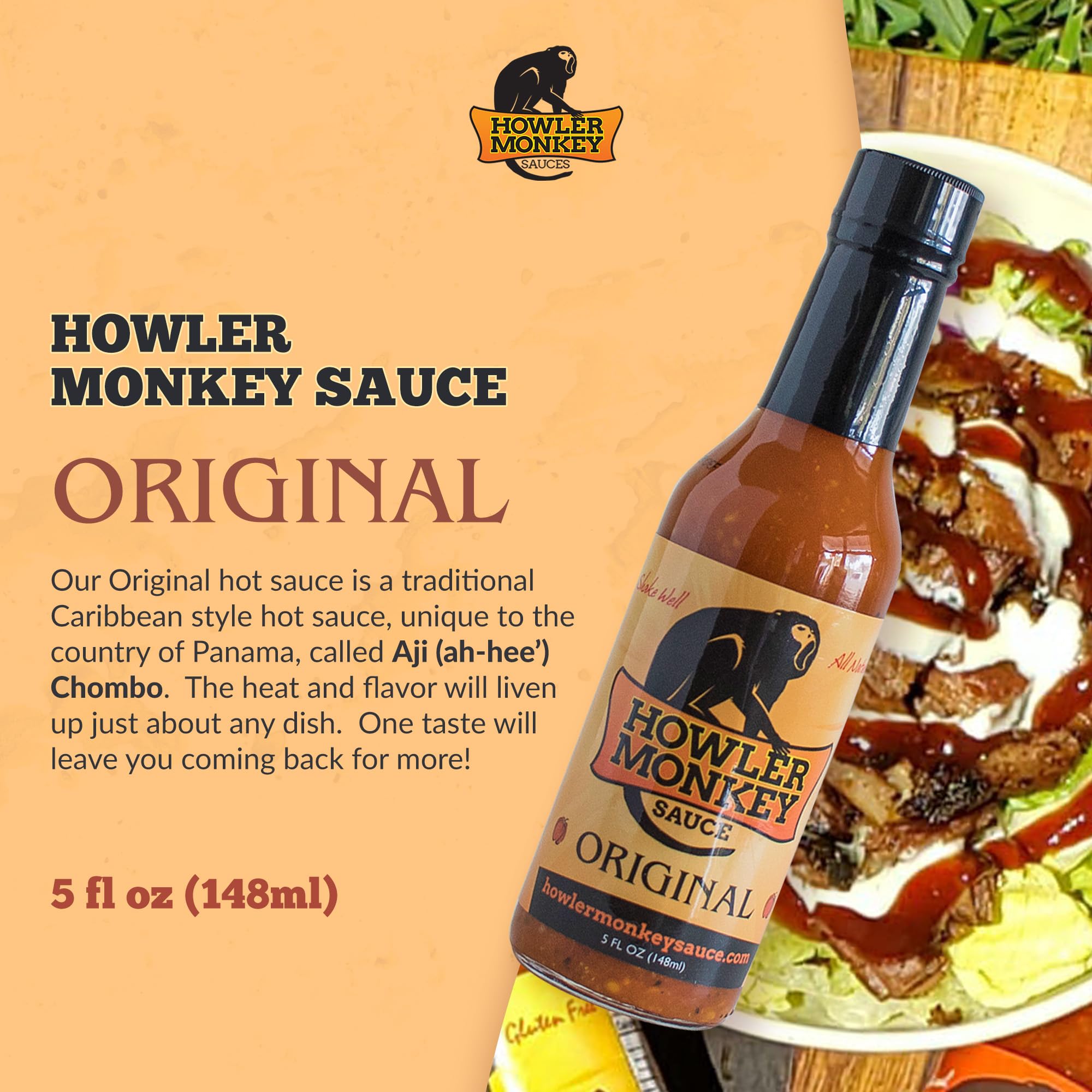 Howler Monkey Sauce - Original Panamanian Hot Sauce - 5 Fl Oz (Pack of 1)