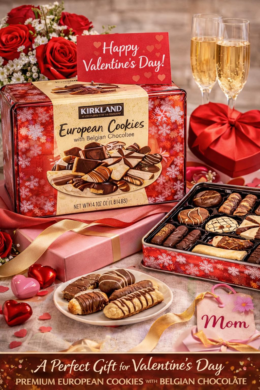 European Cookies LIMITED EDITITON Kirkland Signature with Belgian Chocolate, 49.4 Ounce, 4 Pack