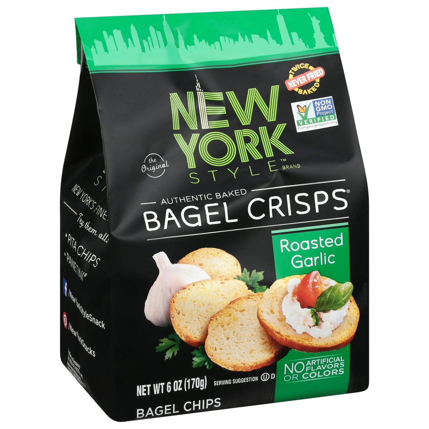 New York Style Garlic Bagel Crisps, 6 oz (Pack of 3)