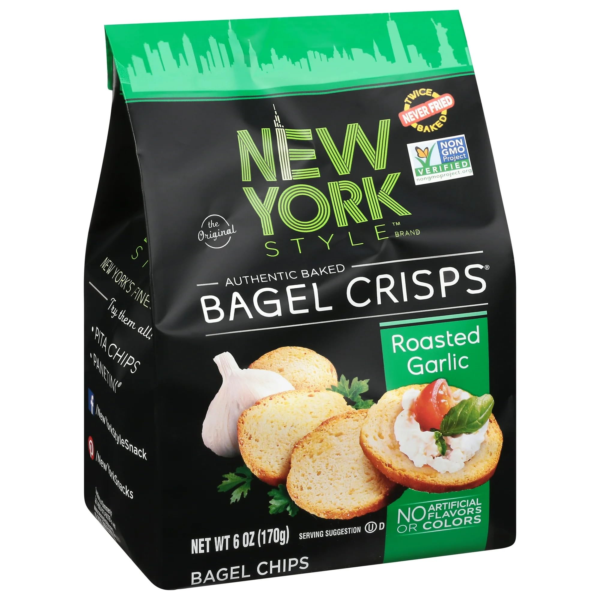 New York Style Garlic Bagel Crisps, 6 oz (Pack of 3)