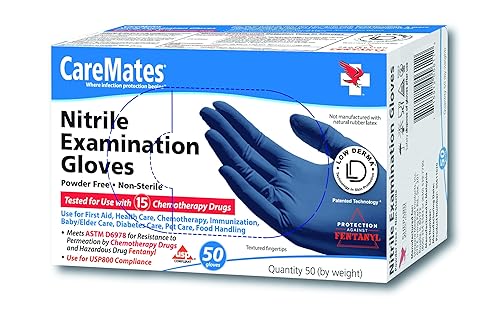 CareMates Nitrile Medical Exam Gloves, Latex Free Rubber, Powder Free, Extra Strong, 4 Mil Thick, First Aid, Food Safe, Cleaning Gloves, Medium