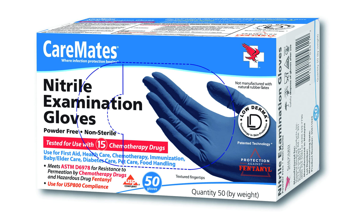 CareMates Nitrile Medical Exam Gloves, Latex Free Rubber, Powder Free, Extra Strong, 4 Mil Thick, First Aid, Food Safe, Cleaning Gloves, Medium