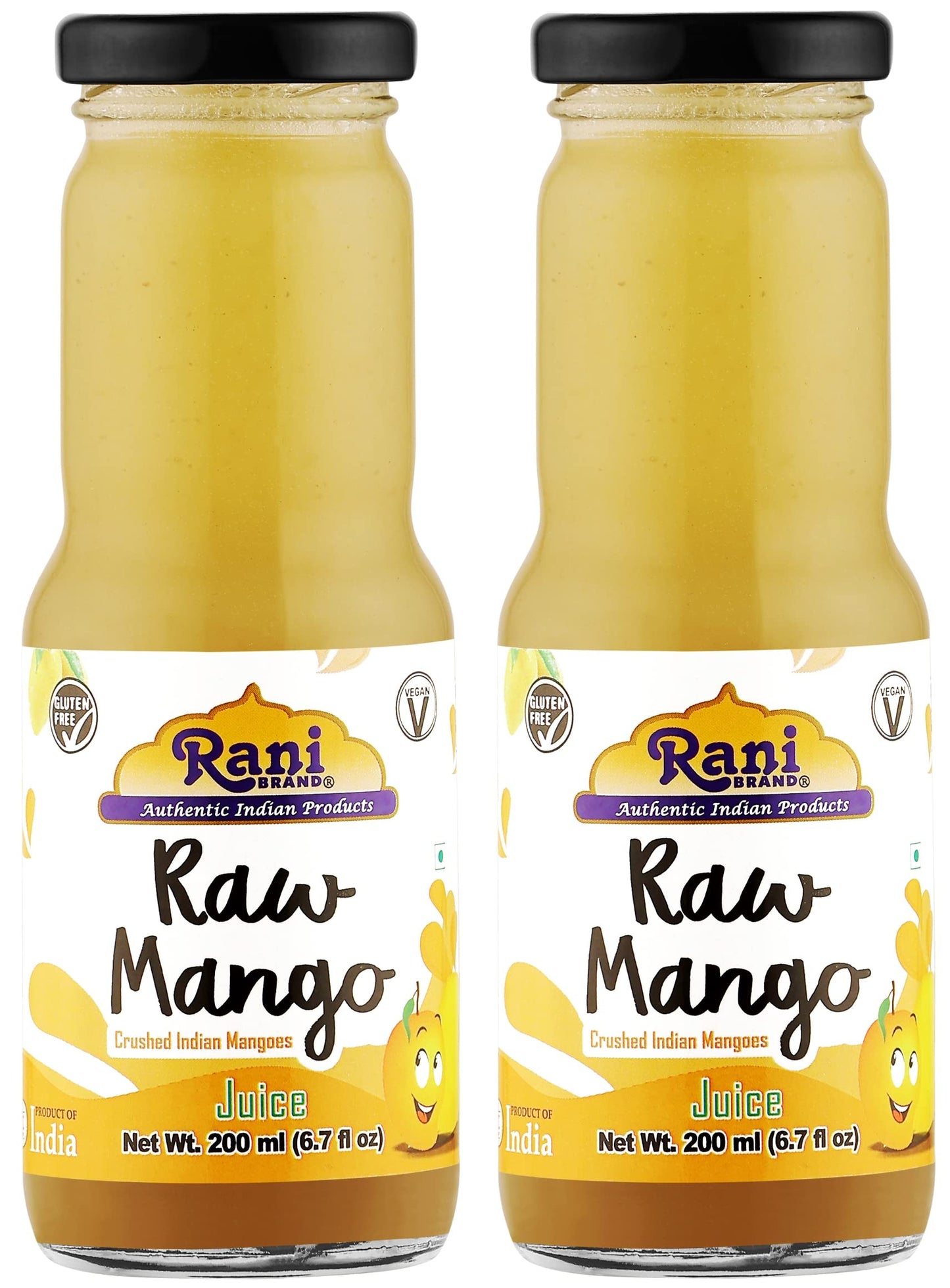 Rani Raw Mango 6.7 fl oz (200 ml) Glass Bottle, Pack of 2 ~ Indian Fruit Beverage | Vegan | Gluten Free | NON-GMO | Indian Origin