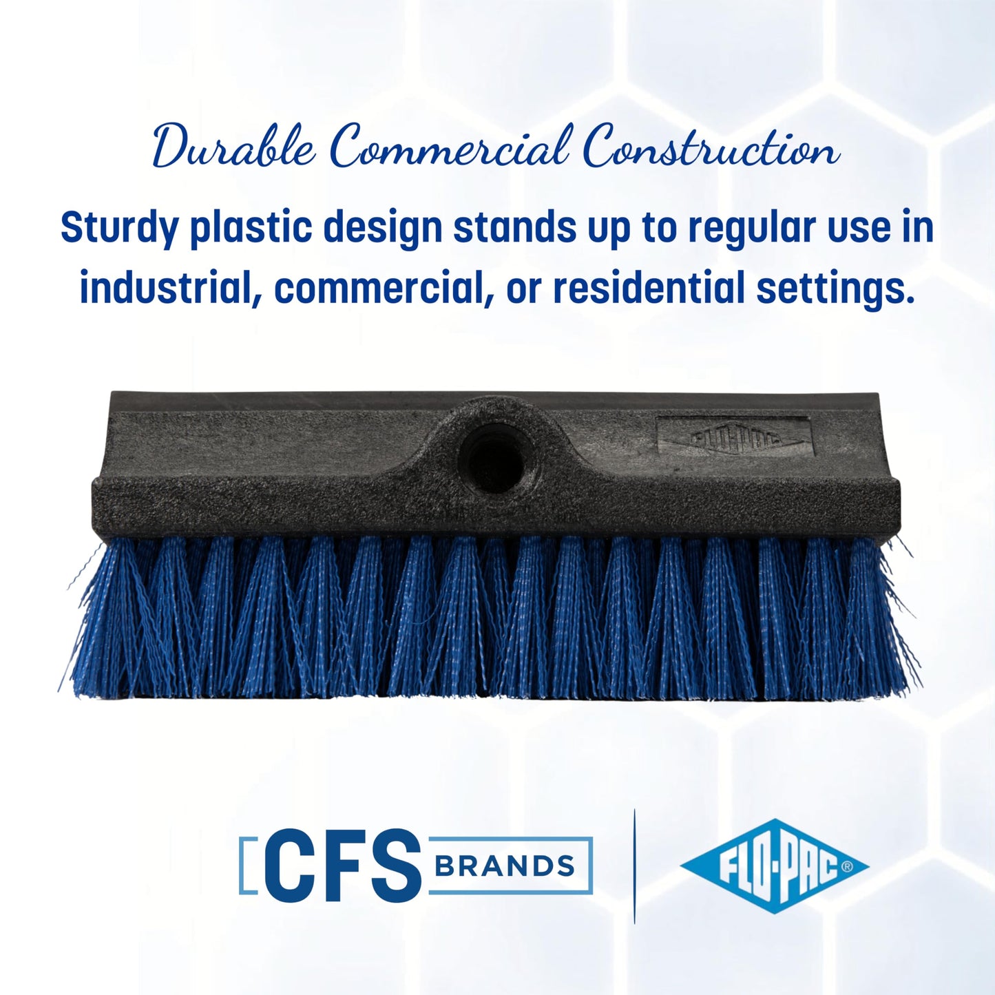 CFS 3619014 Dual Surface Floor Scrub with Rubber Squeegee, 10" Length, Blue