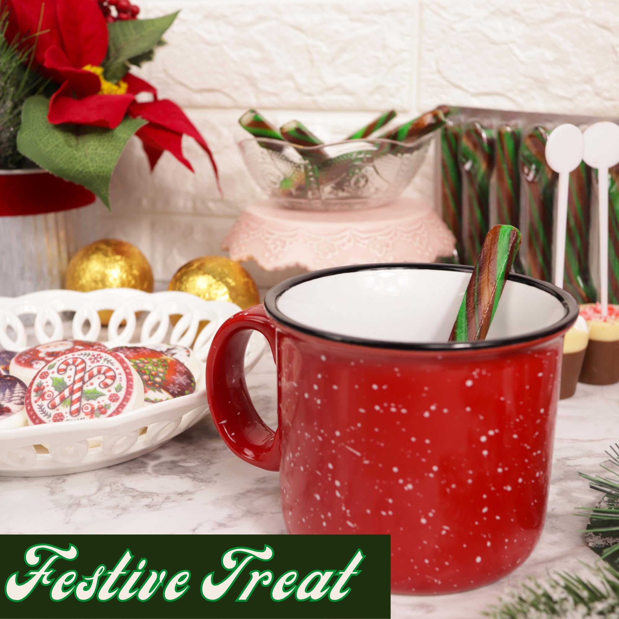 Mint Chocolate Candy Spoons, Hot Cocoa and Coffee Stir Sticks, Christmas Stocking Stuffers 36 Total Pieces (Pack of 3)