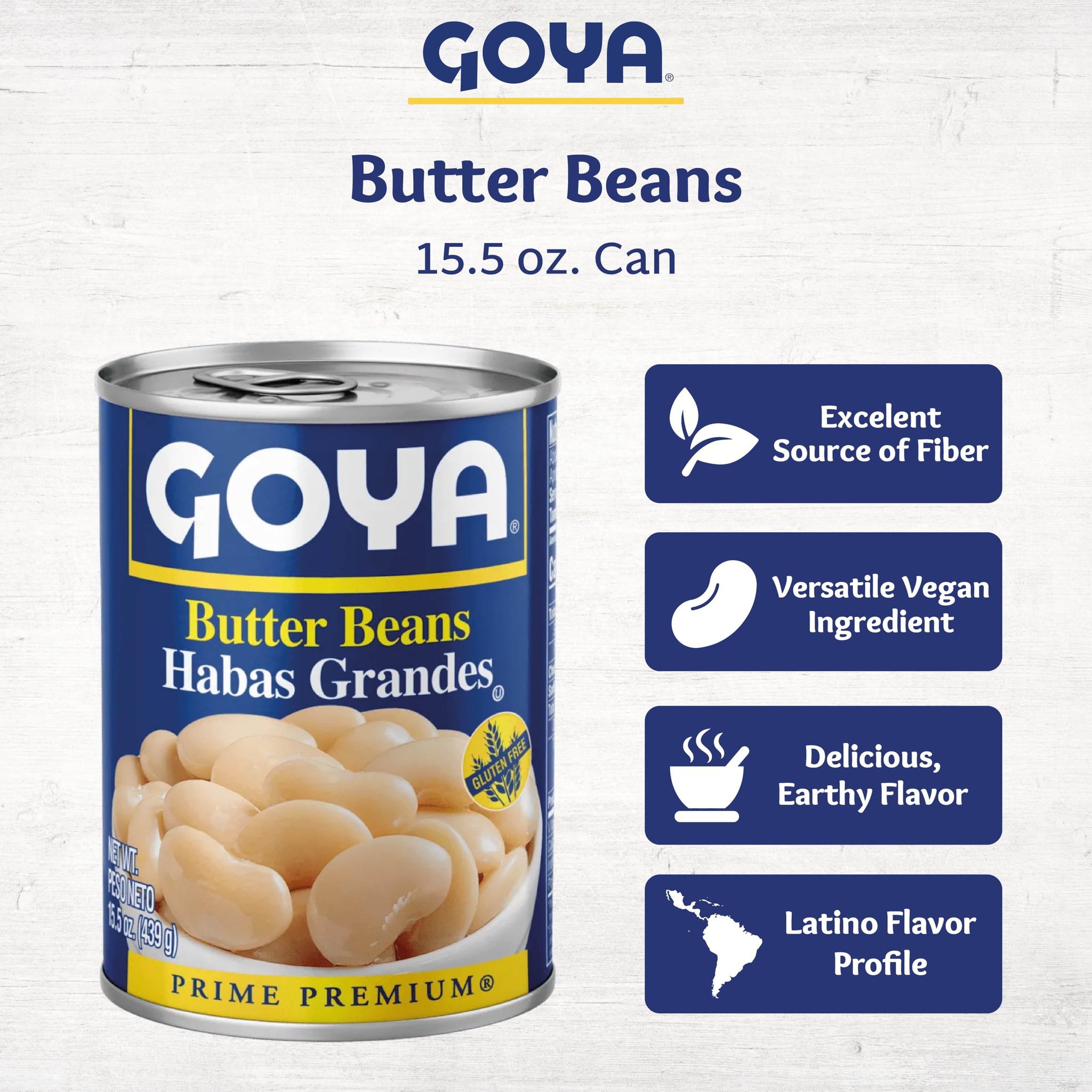 Goya Butter Beans Canned, Creamy and Flavourful Lima, Pantry Staple, Pack of 2 (15.5 oz Cans)