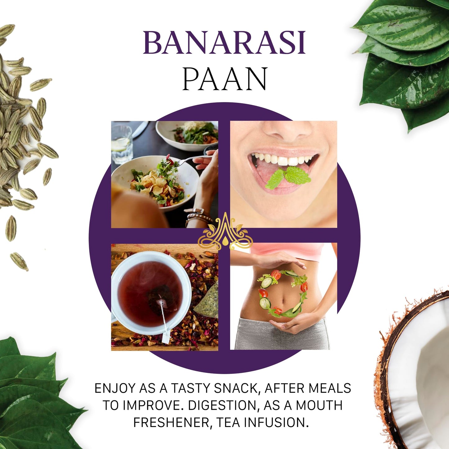 Aryaa Organic Banarasi Paan l 8.75oz (250gm) Herbal Tea & Digestive Snack | | Shredded l 100% Natural, Vegan, Gluten-Friendly | Non-GMO | Authentic