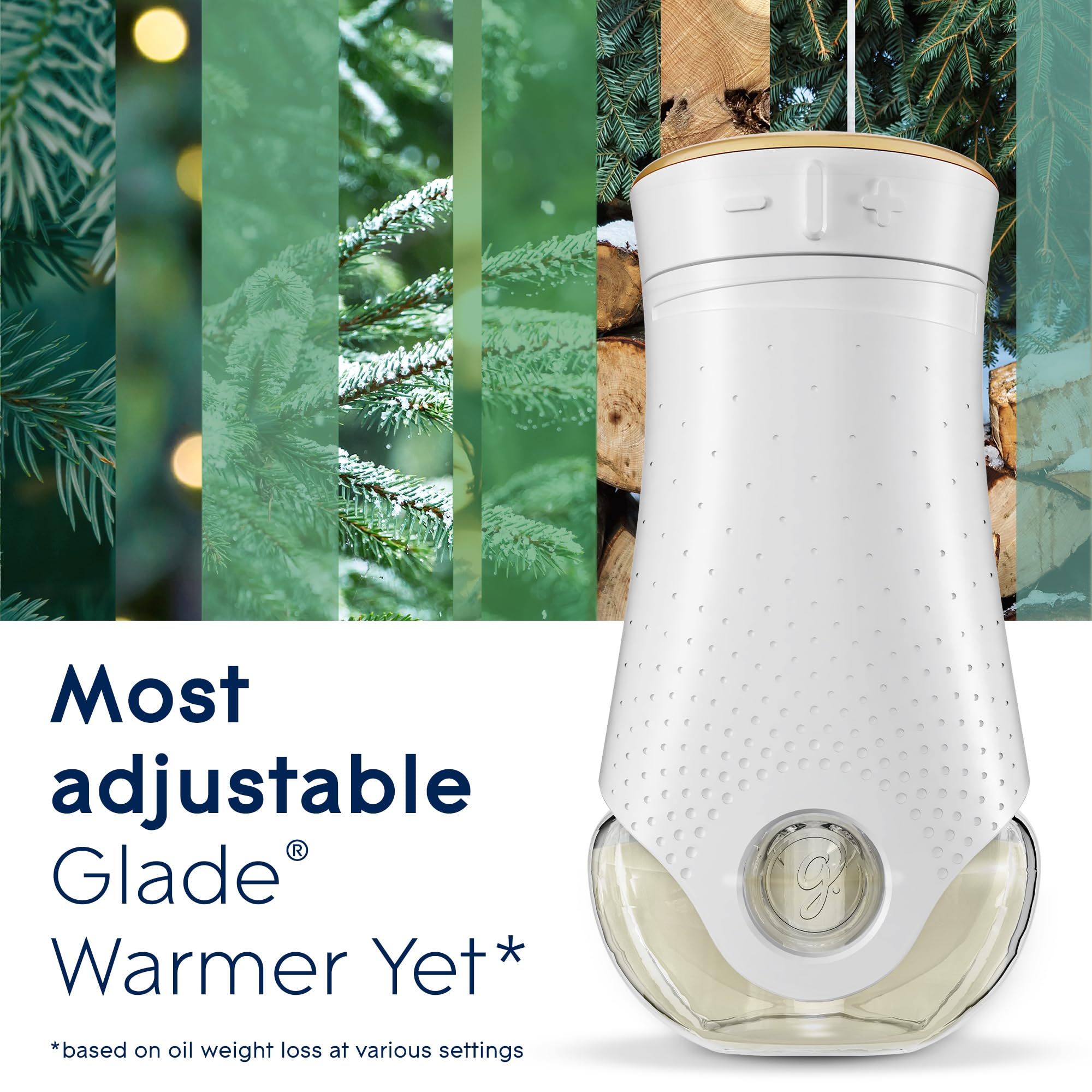 Glade PlugIns Refills Air Freshener Starter Kit, Scented and Essential Oils for Home and Bathroom, Twinkling Pine & Cedar, 0.67 Fl Oz, 1 Warmer + 1