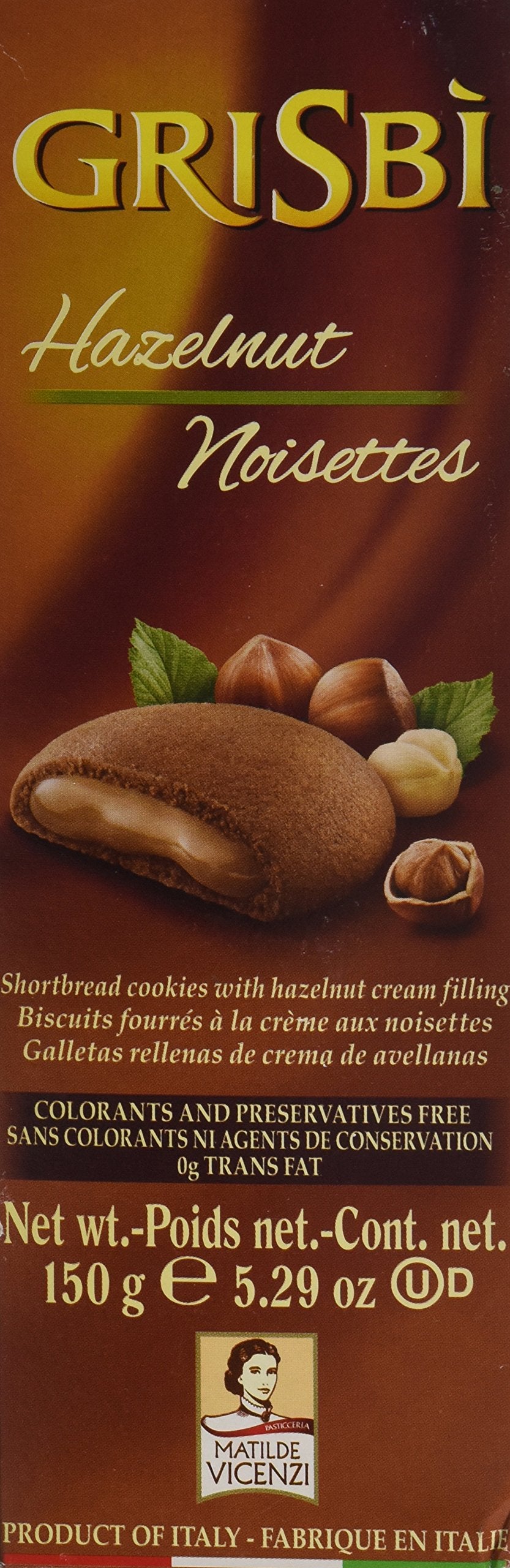 Vicenzi Grisbi Hazelnut Filled Cookies Box, 5.29 Ounce