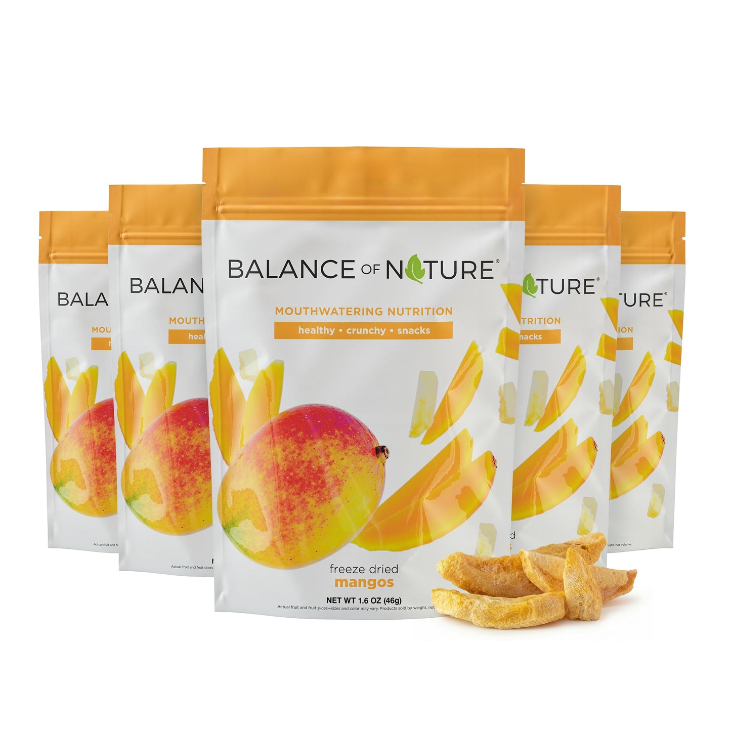 Balance of Nature Freeze-Dried Mangos (5 Pack) - 100% Real Fruit, Crunchy Mango Slices, Healthy Snack, Mouthwatering Nutrition, Gluten-Free, Vegan, No