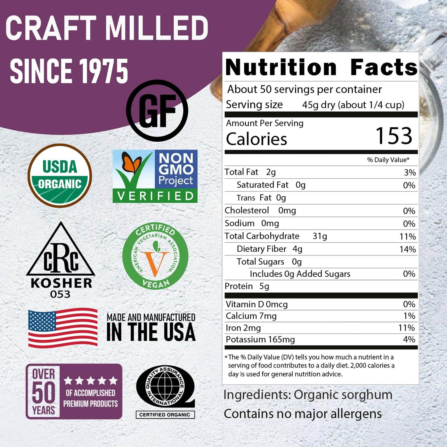 Great River Milling Whole Grain Sorghum | High-Protein Ancient Grain | Non-GMO, Kosher Certified | Ideal for Salads, Pilaf, Porridge, Baking & More |