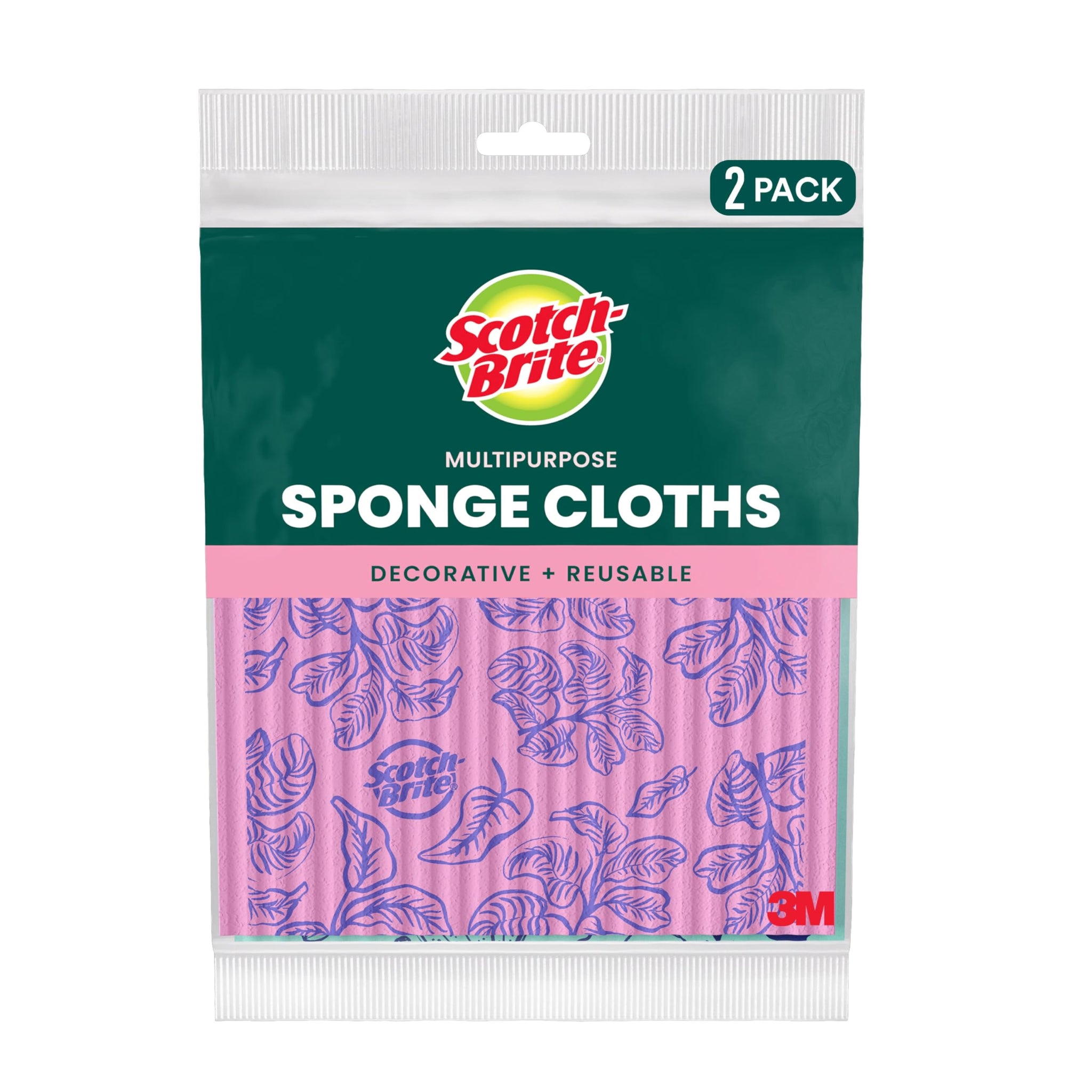 Scotch-Brite Sponge Cloths, Reusable, Absorbent, and Decorative Cleaning Towel, Dishwasher-Safe Wipes Ideal for Nonstick Cookware, Tile, Countertops