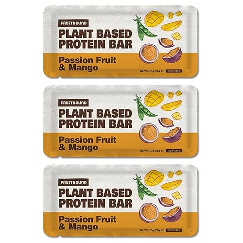FRUIT BOUND High Protein Vegan Bars No Sugar Added Gluten Free Plant Based All Natural From Pea Protiens, Fruit, Dates Meal Replacement Healthy Snacks