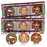 Christmas Marshmallow Toppers, Perfect for Hot Cocoa Toppings or Dessert Decorating Candy, Assorted Holiday Designs (6 Count (2 packs of 3))