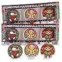 Christmas Marshmallow Toppers, Perfect for Hot Cocoa Toppings or Dessert Decorating Candy, Assorted Holiday Designs (6 Count (2 packs of 3))
