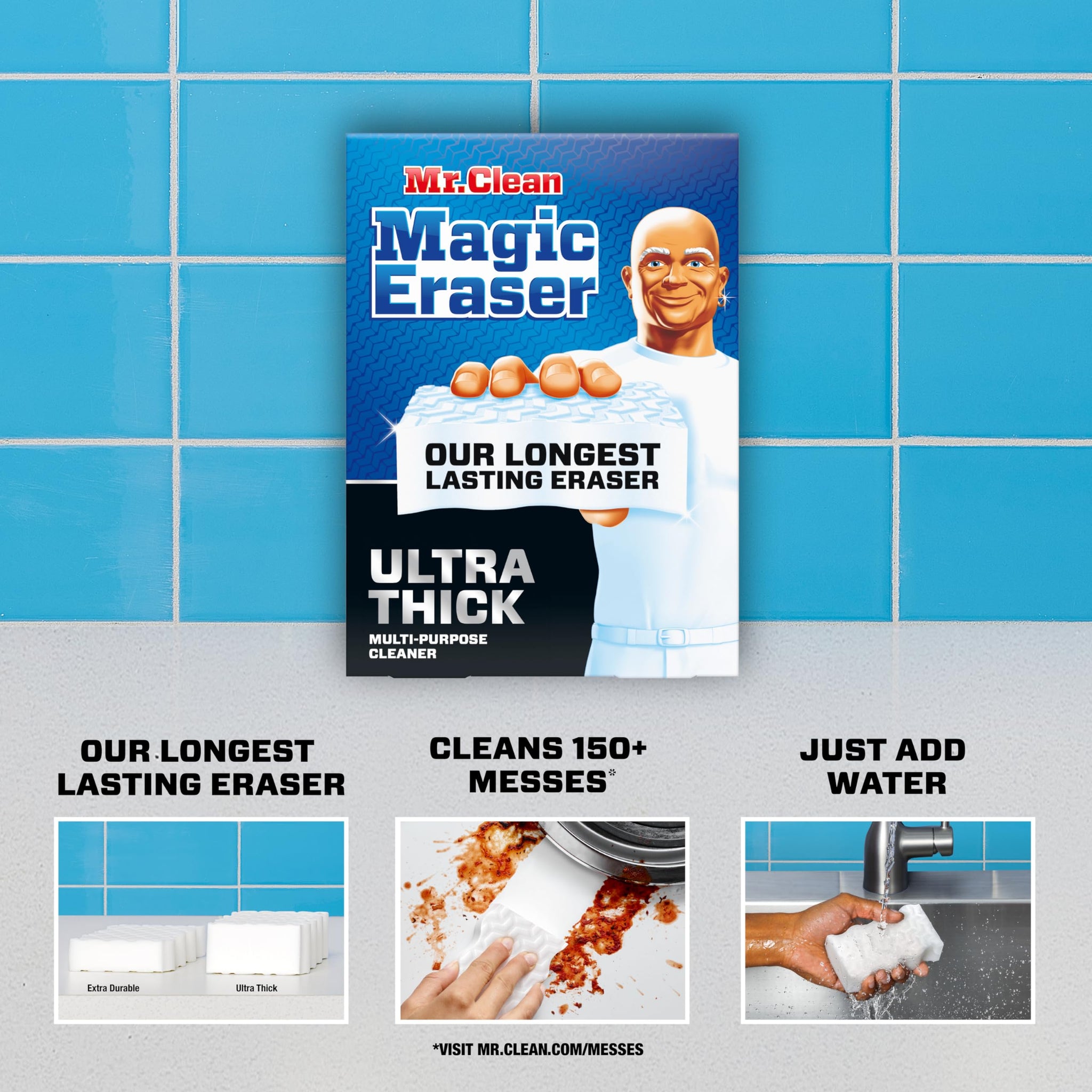Mr. Clean Magic Eraser Sponge, All Purpose Cleaner, Long Lasting Cleaning Scrubber, Wall Cleaner, Sneaker Cleaner, Oven Cleaner, Kitchen, Bathroom