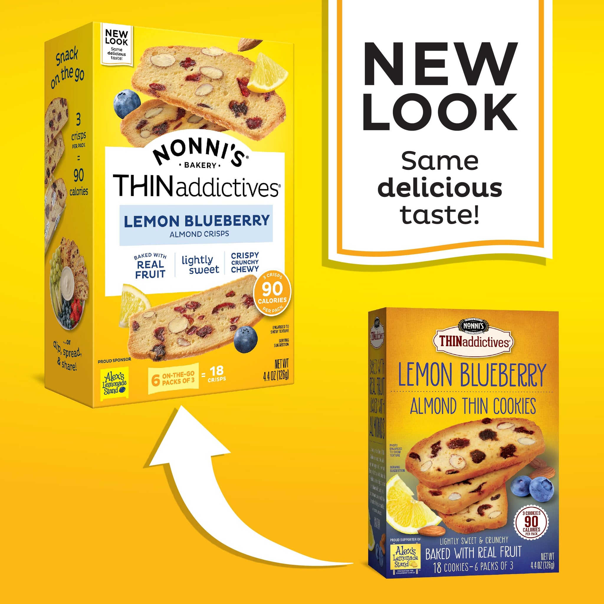 Nonni's THINaddictives Almond Thin Cookies - 6 Boxes Lemon Blueberry Cookie Thins - Almond Cookies - Sweet Crunchy & Chewy - Biscotti Individually