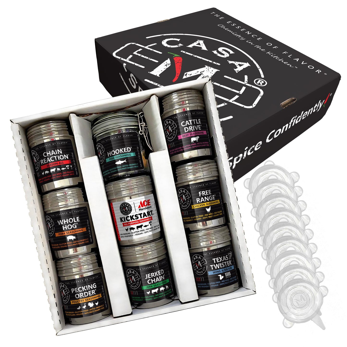 Casa M Spice Co - Ultimate Rub Collection - 9 Gourmet Spices & Seasonings Set for Grilling, BBQ & Cooking - Perfect Spice Gift Set for Cooks, Grill