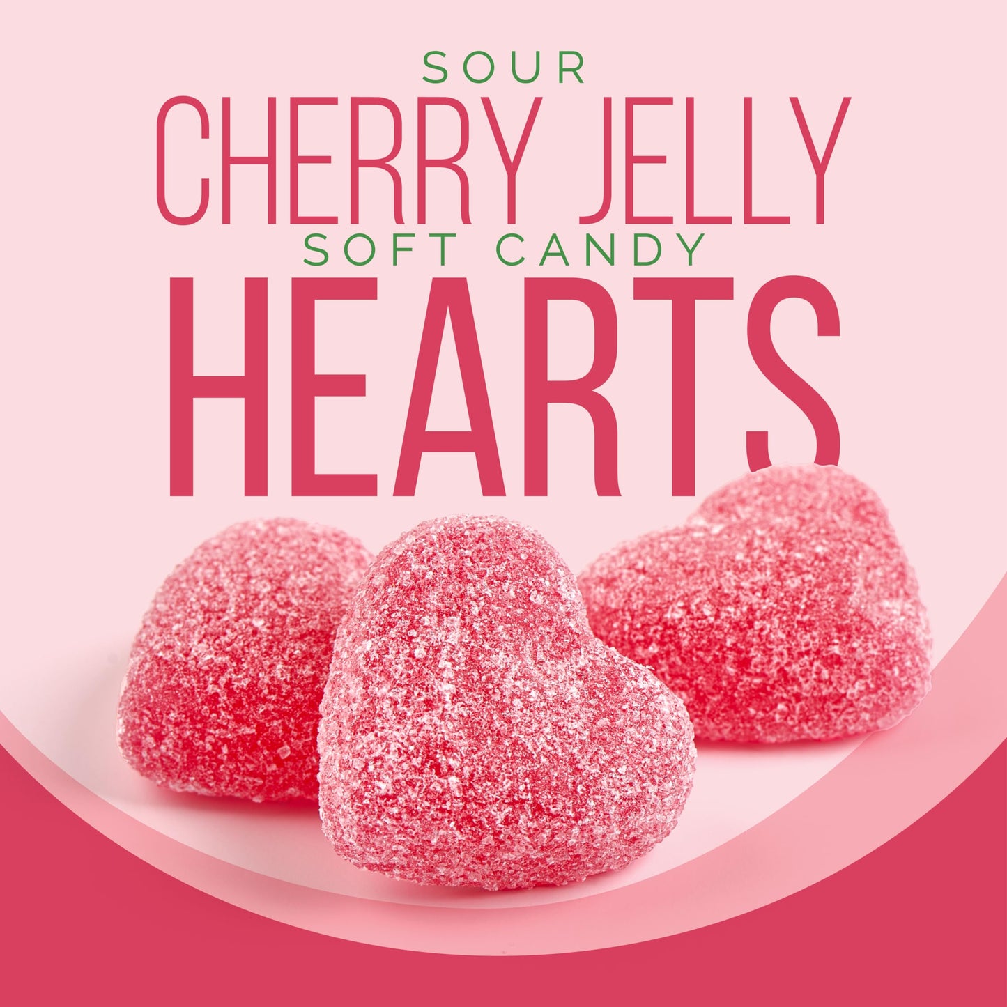 Cherry Jelly Hearts | 18 Ounce Jar | Dye Free Candy | Sour Candy Hearts for Dessert Topping, Gifting, and Holiday Buffets | Classic Soft Cherry