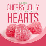 Cherry Jelly Hearts | 18 Ounce Jar | Dye Free Candy | Sour Candy Hearts for Dessert Topping, Gifting, and Holiday Buffets | Classic Soft Cherry